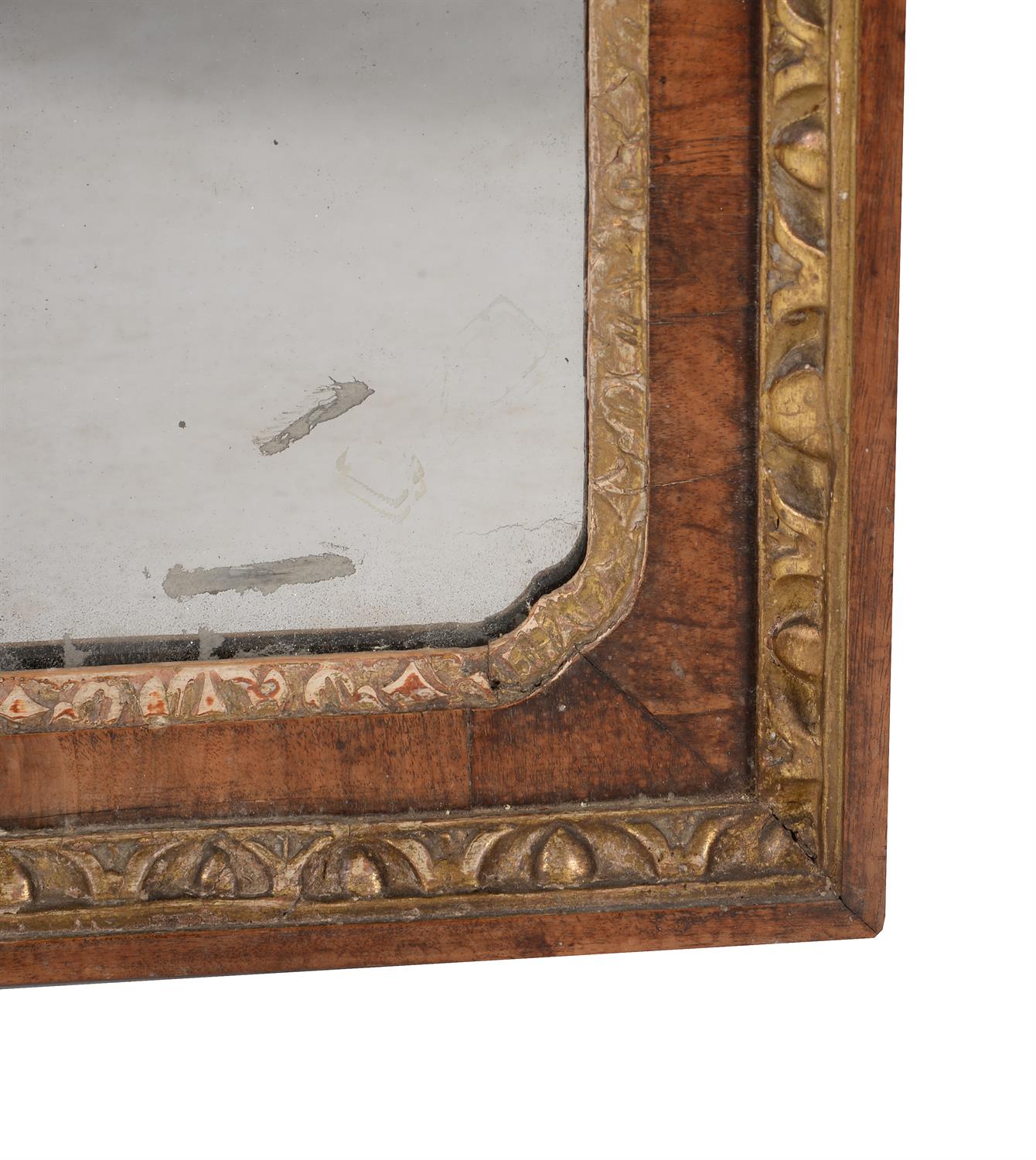 A George II walnut and parcel gilt wall mirror - Image 2 of 3