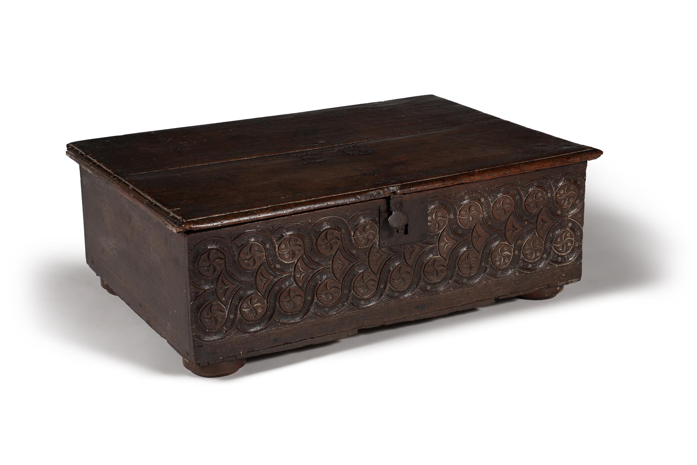 A Charles I carved oak box - Image 3 of 4