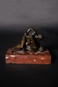 An Italian patinated bronze Grand Tour souvenir model of the Uffizi Wrestlers