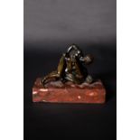 An Italian patinated bronze Grand Tour souvenir model of the Uffizi Wrestlers