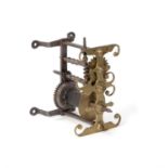 A George III iron and brass mounted spit jack