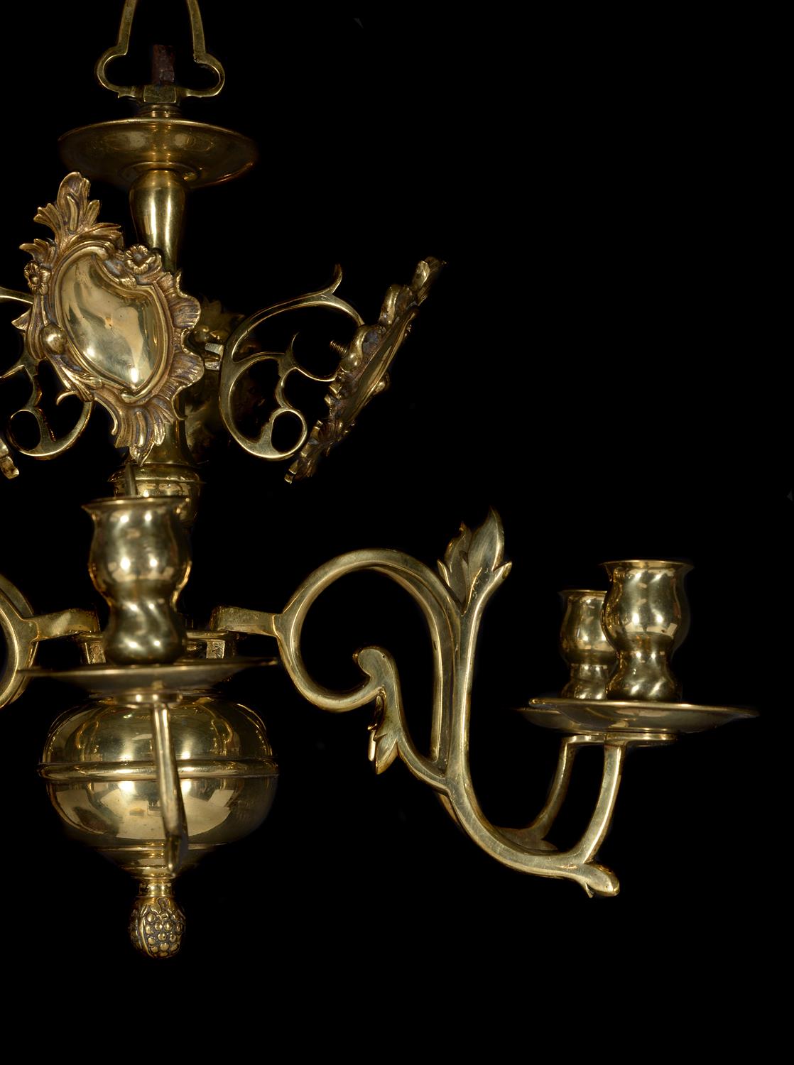 A Dutch or English brass six-light chandelier - Image 2 of 2