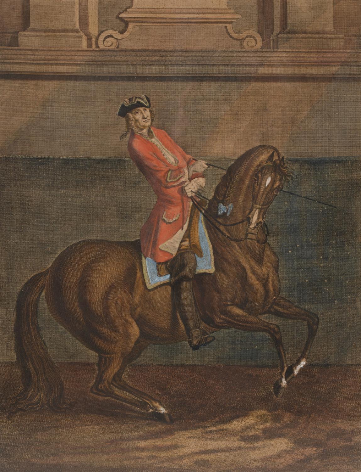 After Johann Elias Ridinger (German 1698-1767)A pair of equestrian printsHand-coloured engravings - Image 2 of 4