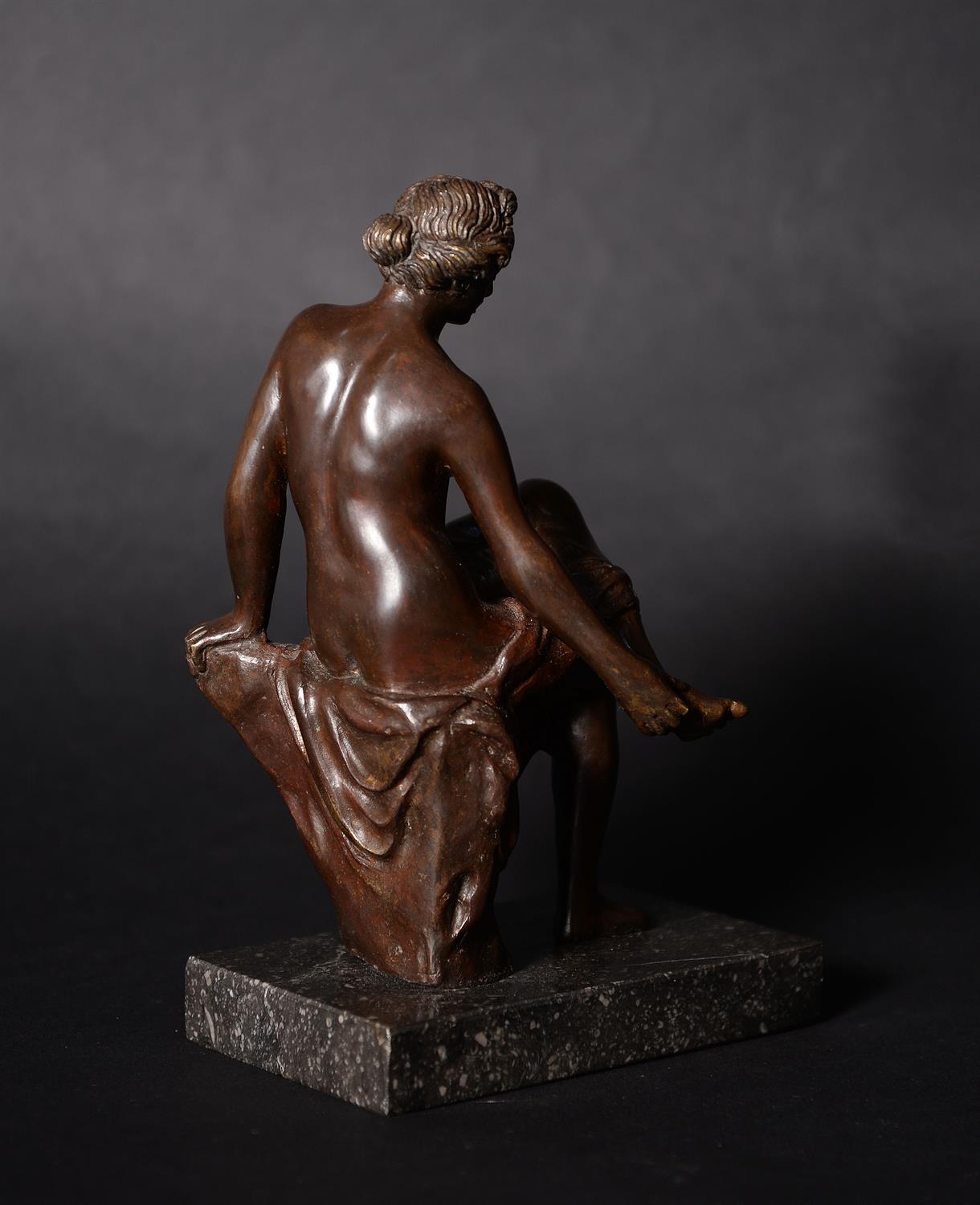 A fine North Italian patinated bronze model of a seated nymph - Image 2 of 2