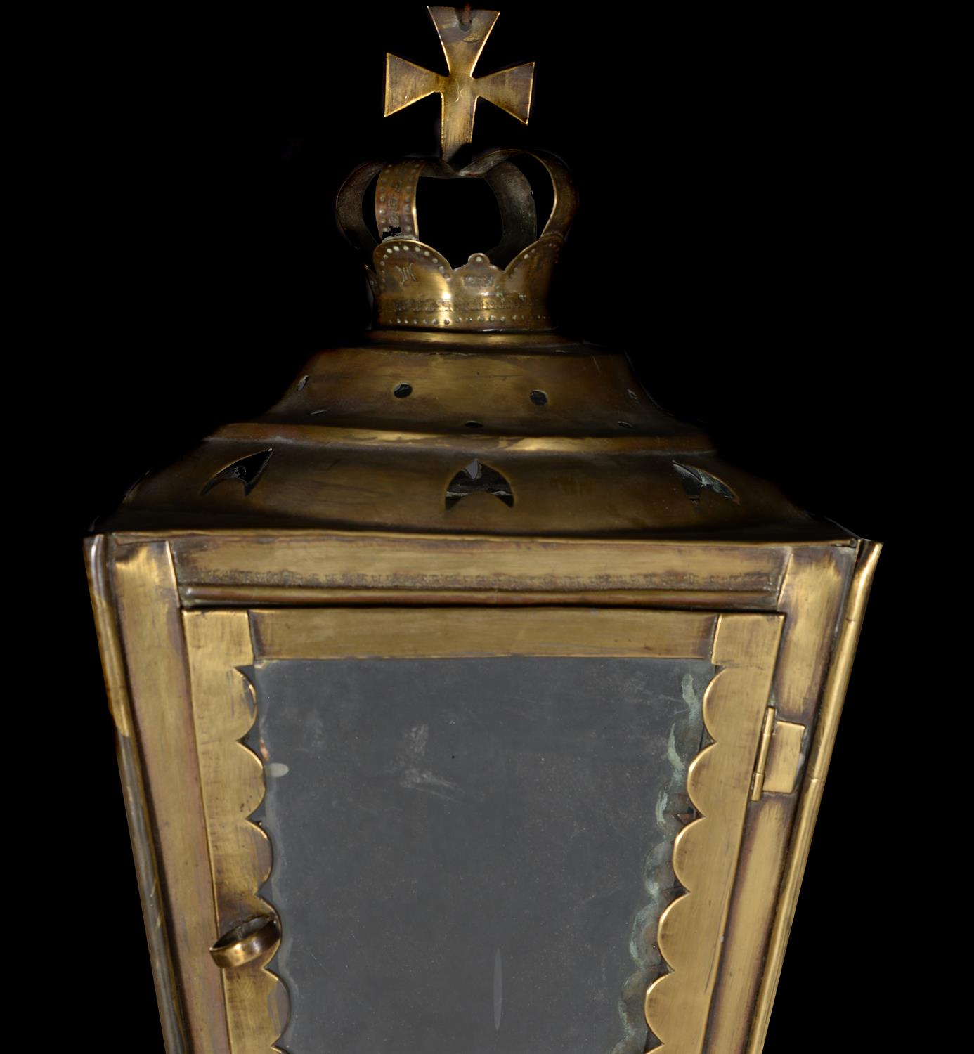 A North European brass and glazed hall lantern - Image 2 of 3
