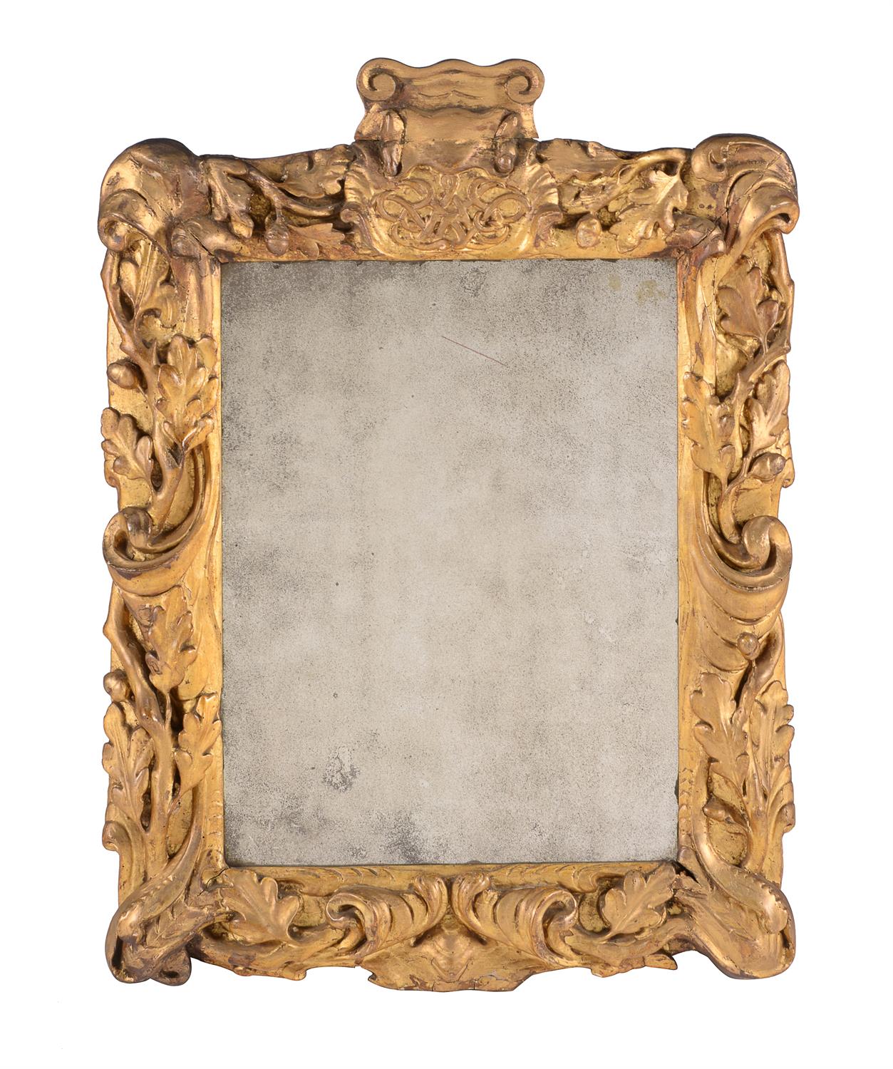 A William & Mary carved giltwood wall mirror