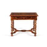 A fine William & Mary walnut oyster veneered and marquetry side table
