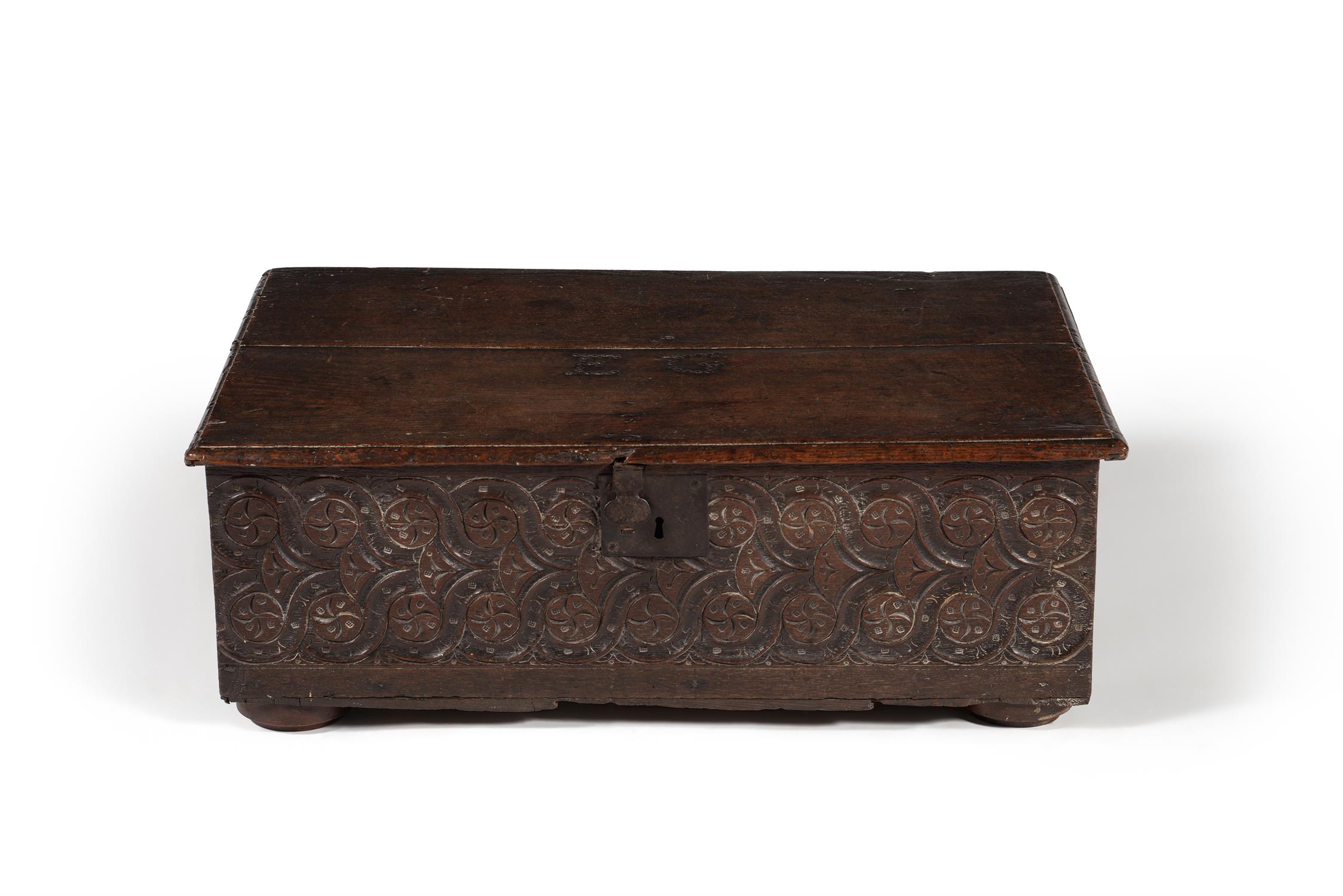A Charles I carved oak box