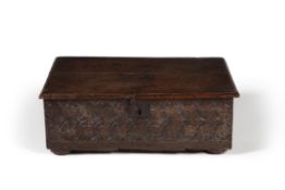 A Charles I carved oak box