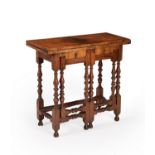 A William & Mary walnut folding writing table