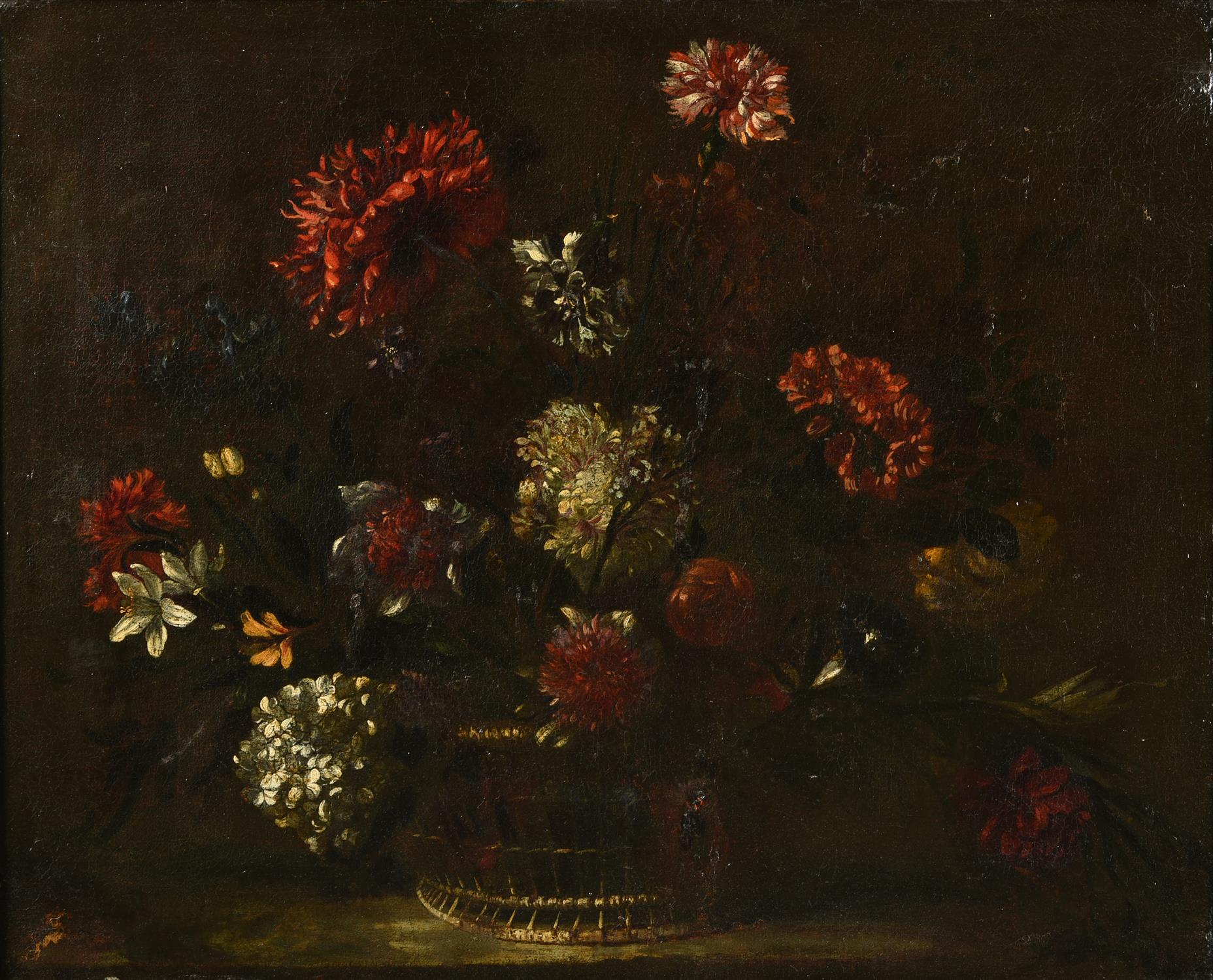 Follower of Nicolas Baudesson, Still life of flowers in a basket