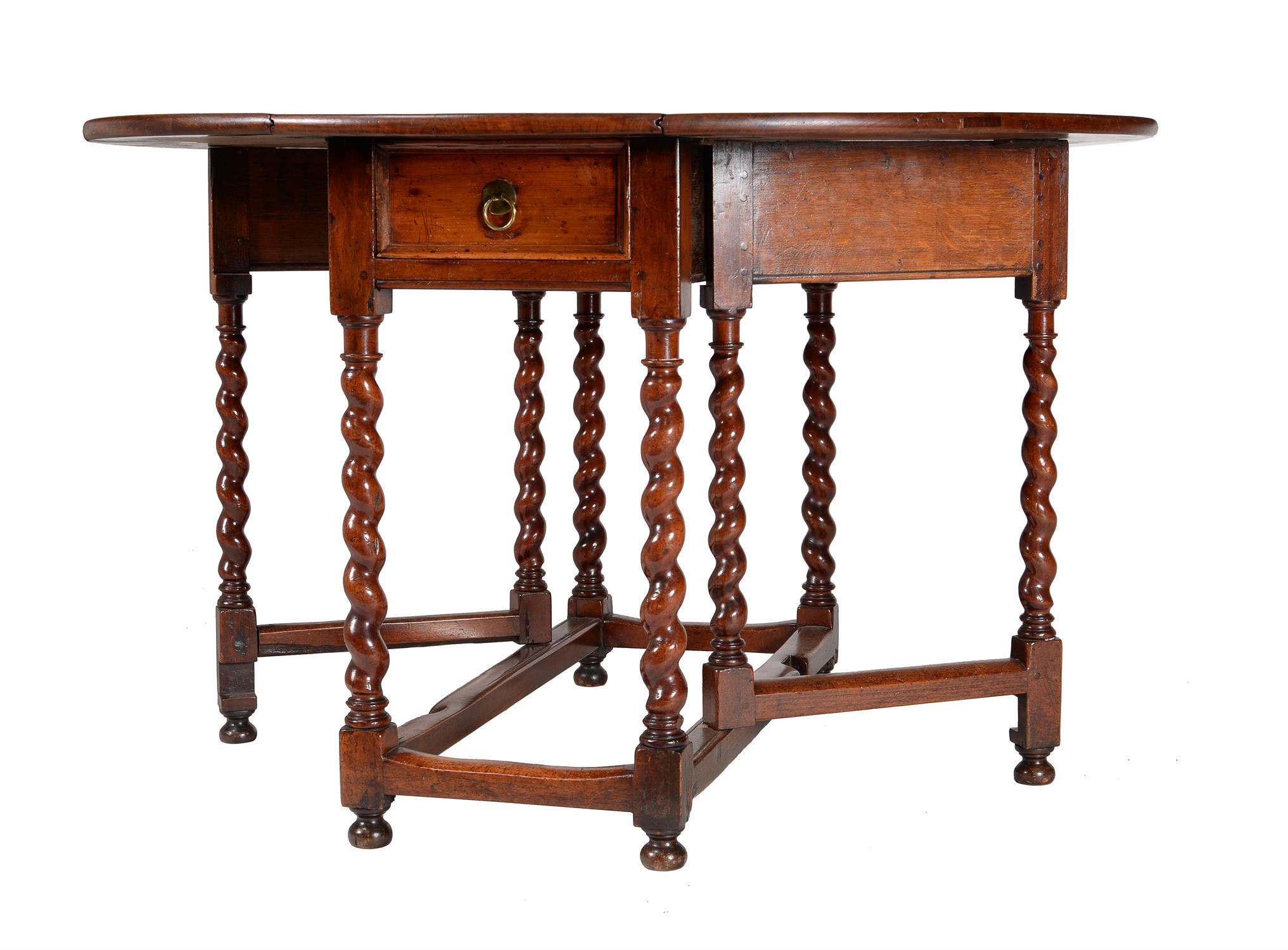 A William & Mary solid cedar gateleg dining table - Image 3 of 5