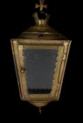 A North European brass and glazed hall lantern