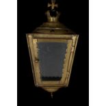 A North European brass and glazed hall lantern