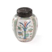 A Chinese Famille Verte ginger jar and cover