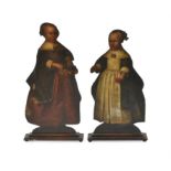 Two painted dummy boards, , the painted decoration 17th century, oak supports 19th century