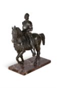 An impressive Italian patinated bronze model of the Equestrian statue of Bartolomeo Colleoni