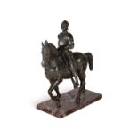 An impressive Italian patinated bronze model of the Equestrian statue of Bartolomeo Colleoni