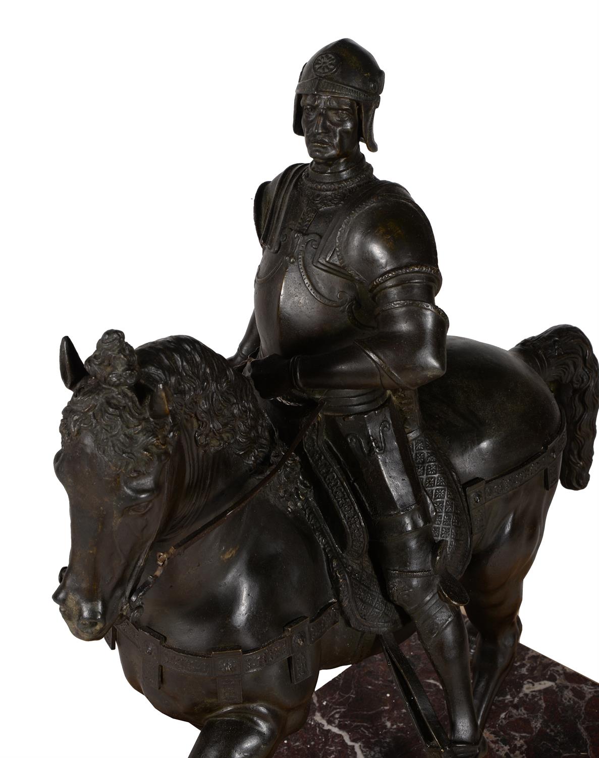 An impressive Italian patinated bronze model of the Equestrian statue of Bartolomeo Colleoni - Image 4 of 4