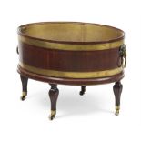 A Regency mahogany and brass bound wine cooler