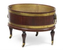 A Regency mahogany and brass bound wine cooler