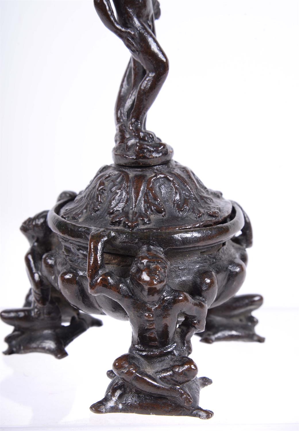 A Venetian patinated bronze inkwell and cover, early 17th century - Image 2 of 2