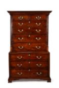 A George III 'red' walnut chest on chest