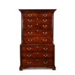 A George III 'red' walnut chest on chest