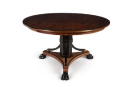 A mahogany, ebonised and brass inlaid centre table, probably Baltic