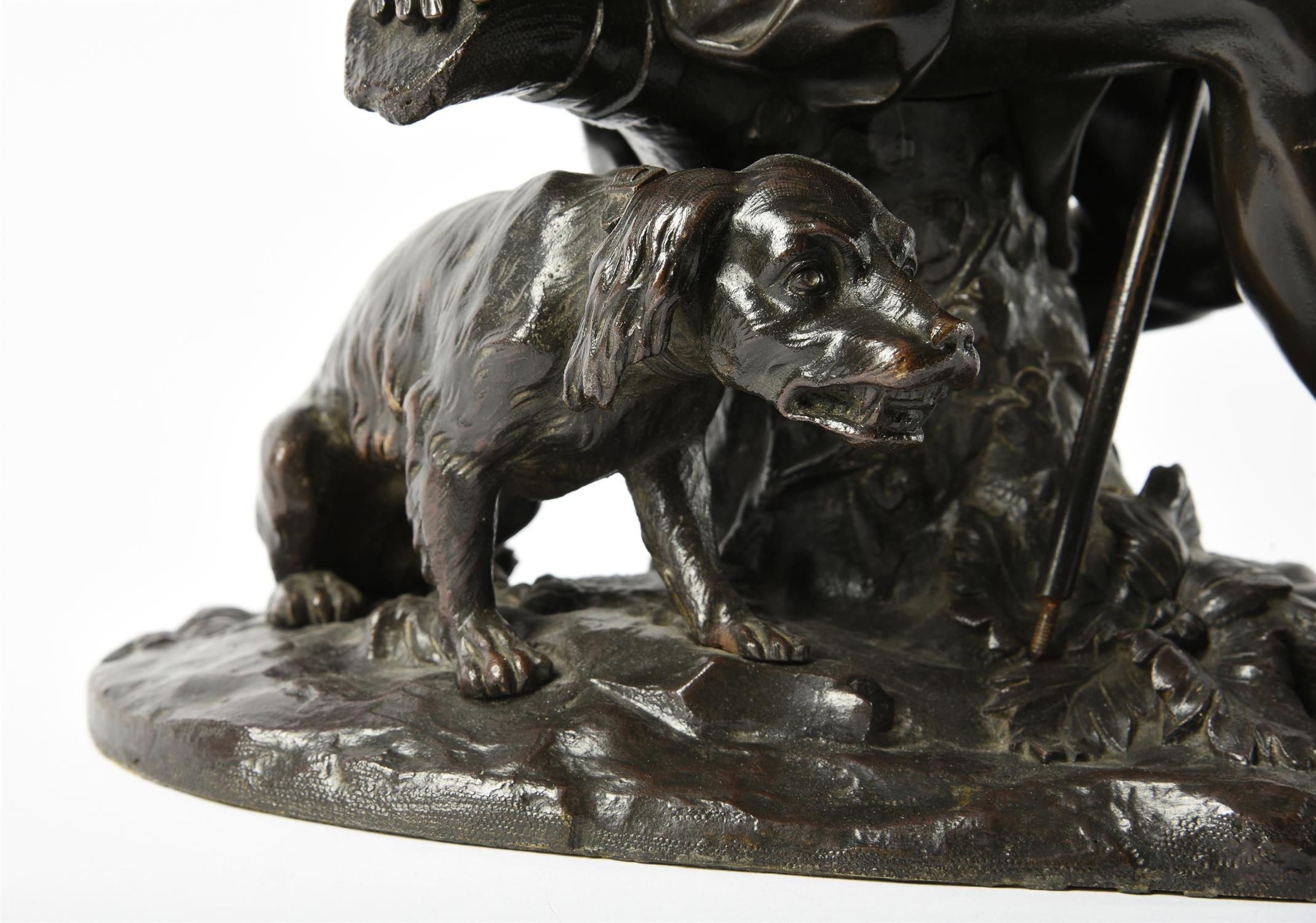 A fine French patinated bronze model of Adonis resting after the hunt - Image 4 of 4