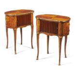 Y A pair of tulipwood and kingwood side tables