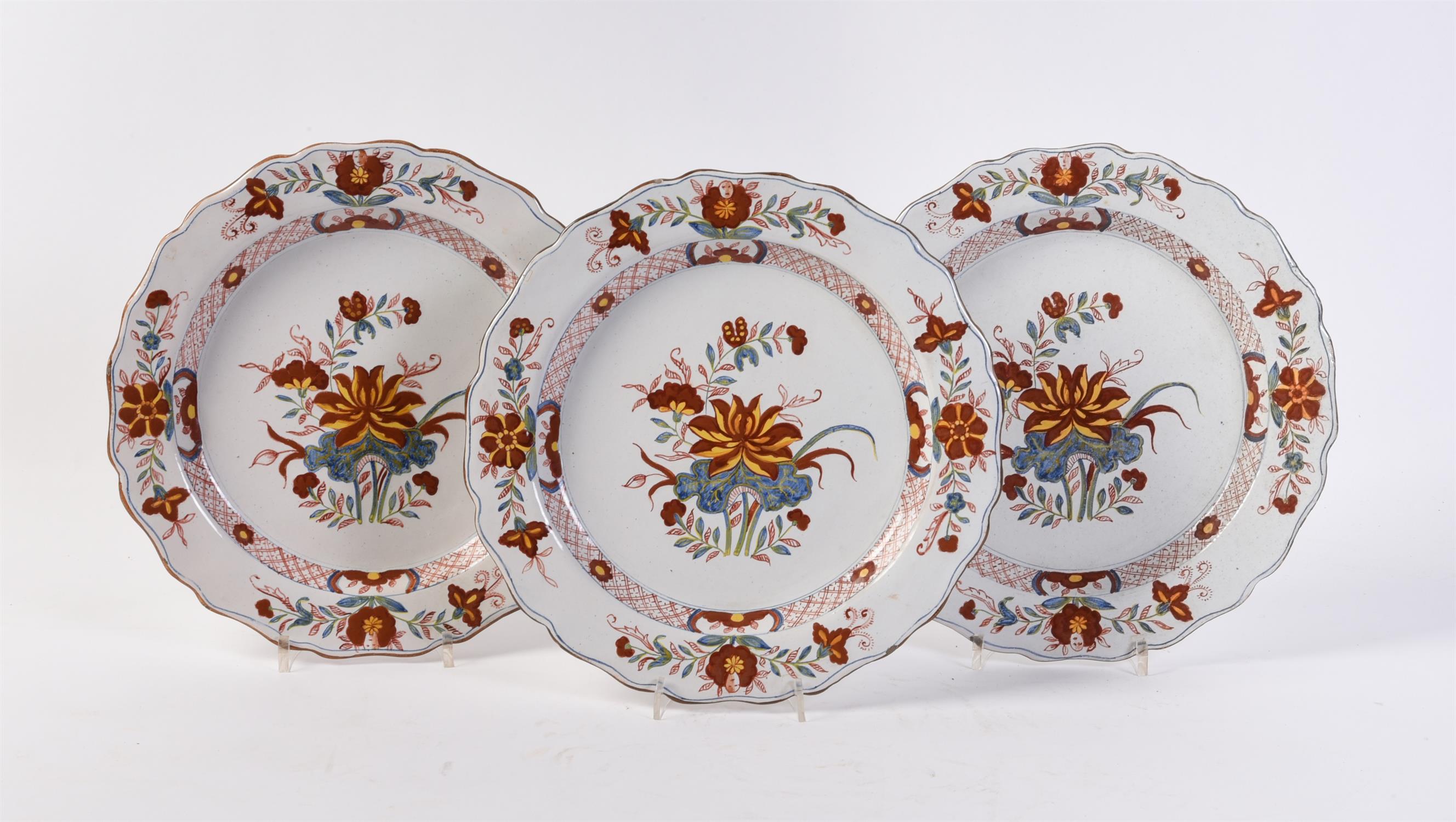 Three North Italian faience polychrome chinoiserie plates painted in the manner of Cozzi porcelain - Image 2 of 4