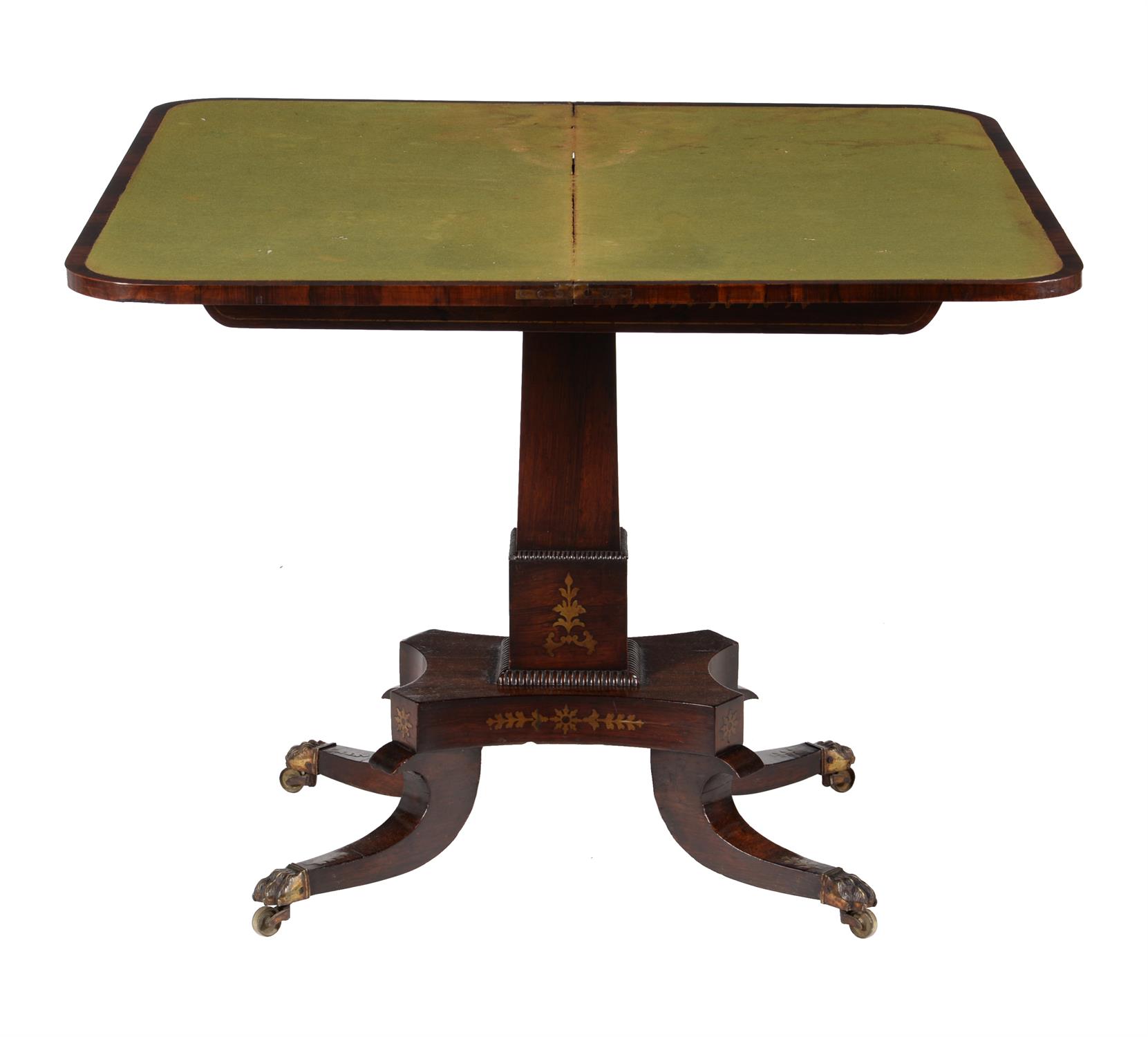 Y A Regency rosewood and brass marquetry card table - Image 5 of 9