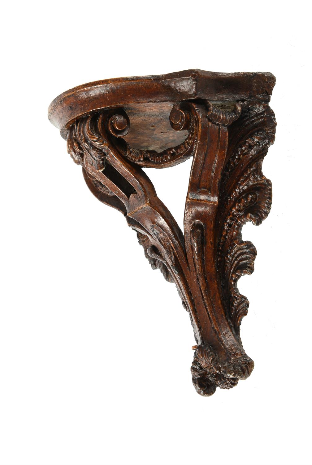 A companion set of ten unusual carved walnut miniature wall brackets - Image 5 of 5