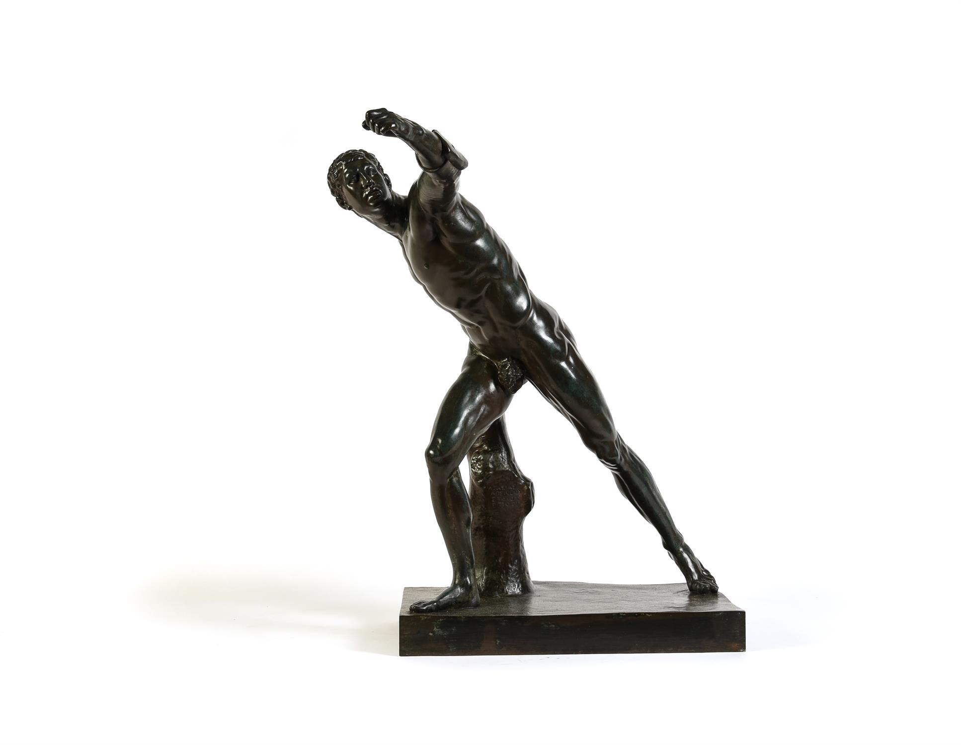 A French patinated bronze model of the Borghese Gladiator