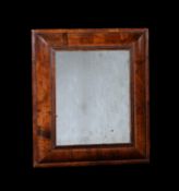 A William & Mary walnut cushion framed wall mirror