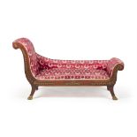A mahogany and gilt metal mounted chaise longue