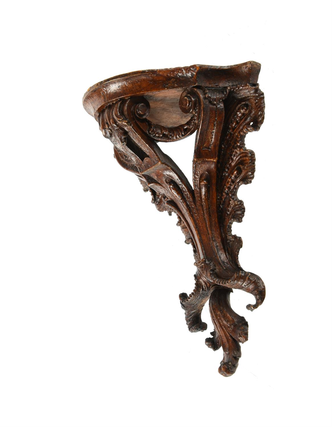 A companion set of ten unusual carved walnut miniature wall brackets - Image 2 of 5