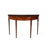 A George III mahogany, Goncalo Alves and marquetry bowfront pier table