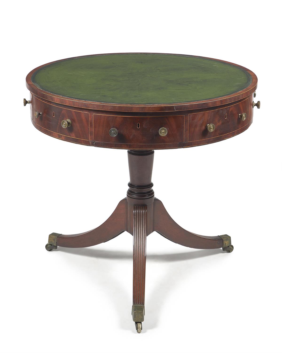 A Regency mahogany drum library table