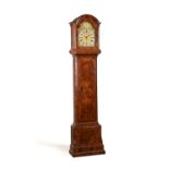 A George II burr walnut quarter-chiming eight-day longcase clock