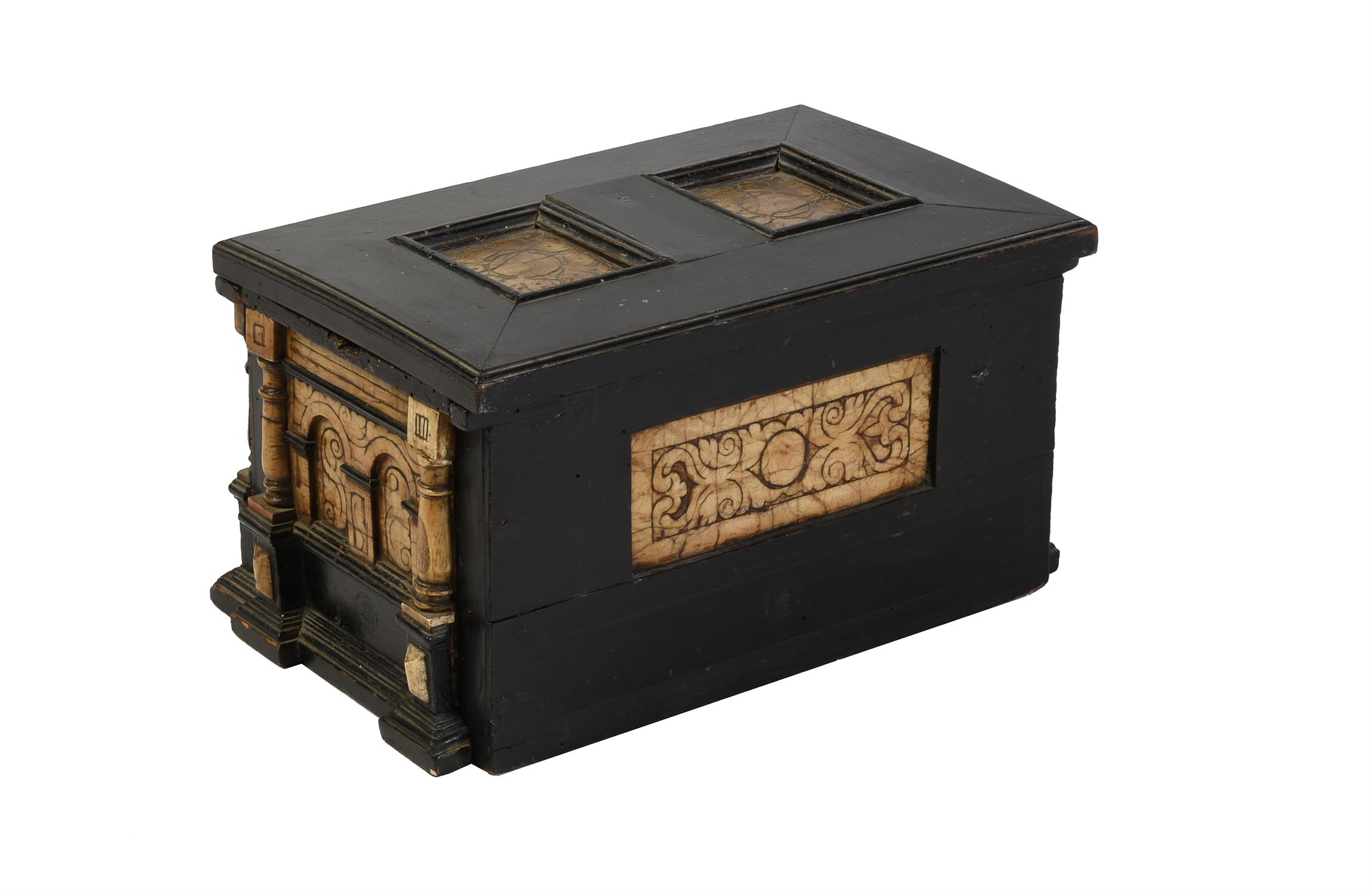 † A Flemish ebonised and alabaster casket, 17th century - Image 3 of 6