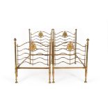 An unusual Victorian gilt brass double bed frame