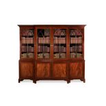 A George III mahogany breakfront library bookcase