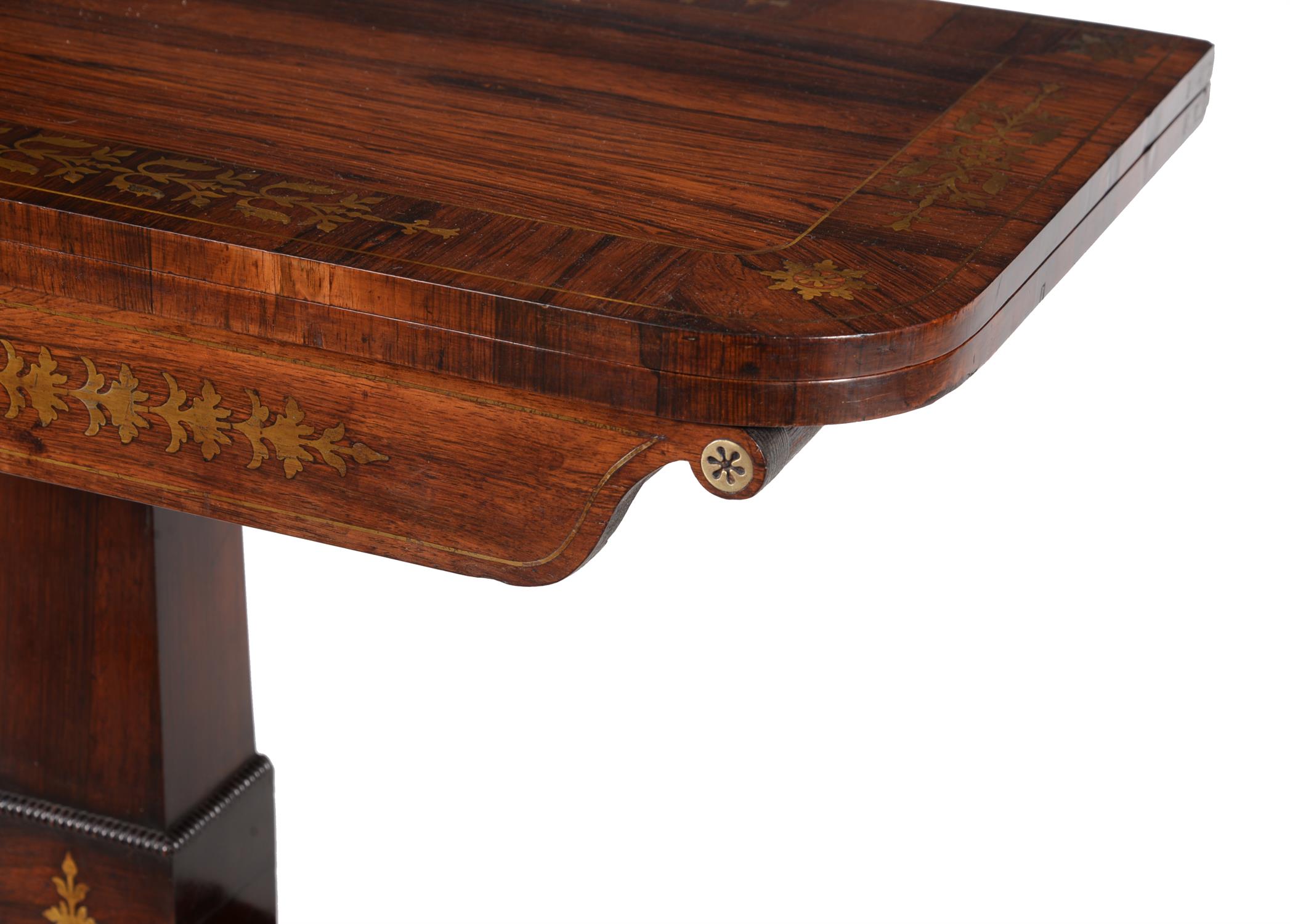 Y A Regency rosewood and brass marquetry card table - Image 4 of 9