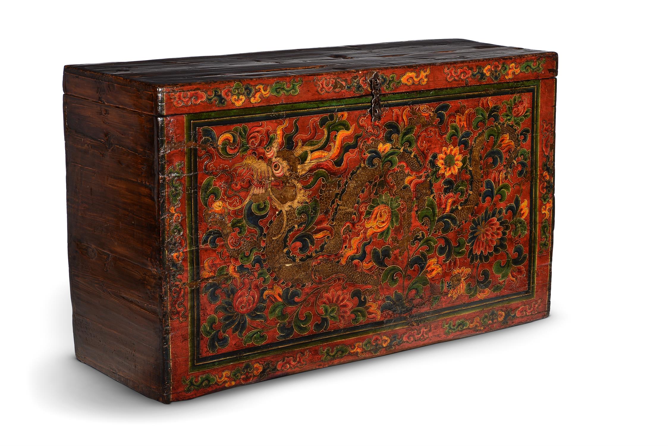 A Tibetan polychrome painted chest - Image 2 of 4
