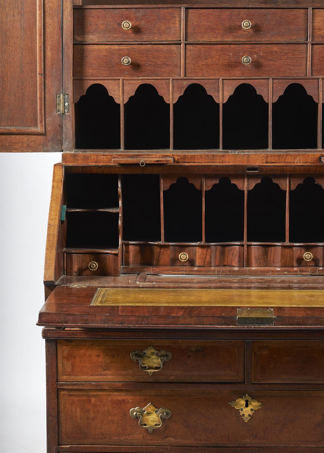 A George I walnut and feather banded bureau bookcase - Image 4 of 6