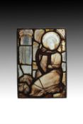 A Biblical stained glass panel with Saint Cecilia