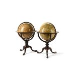 A fine pair of Victorian 12 inch library table globes