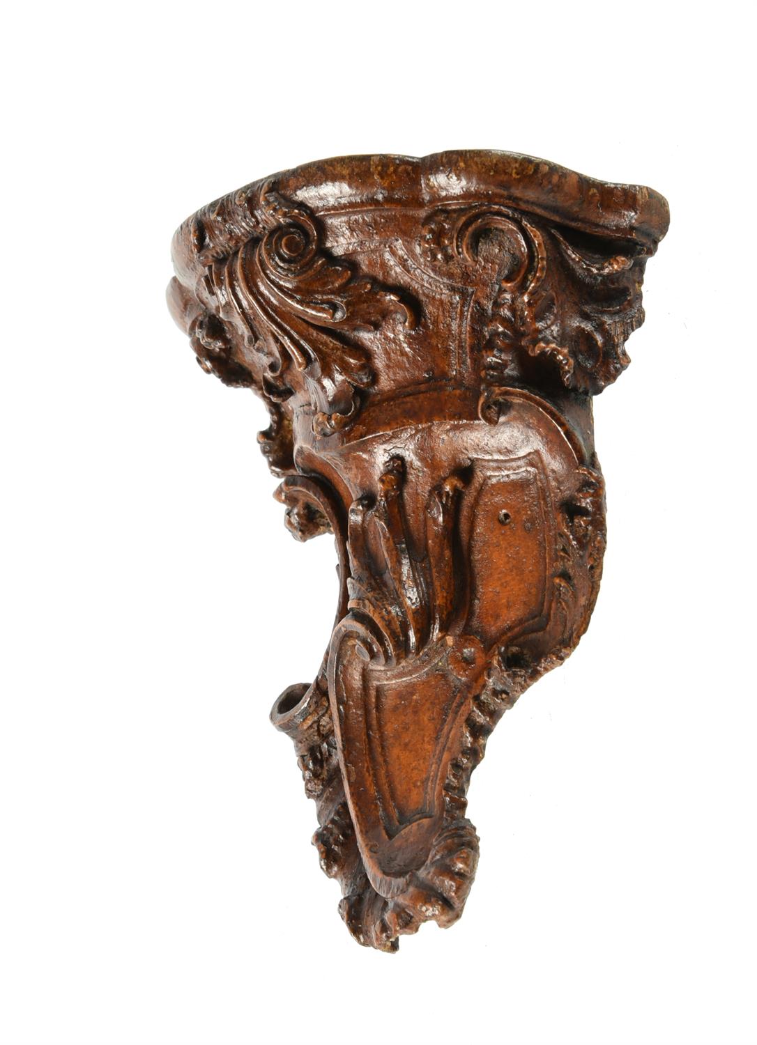 A companion set of ten unusual carved walnut miniature wall brackets - Image 3 of 5